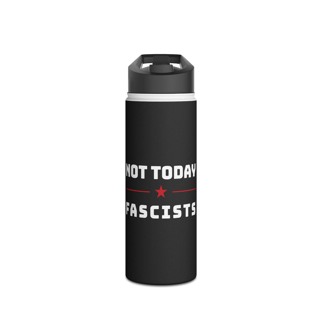 Not Today Fascists with Red Star Graphic - Stainless Steel Water Bottle - Standard Lid