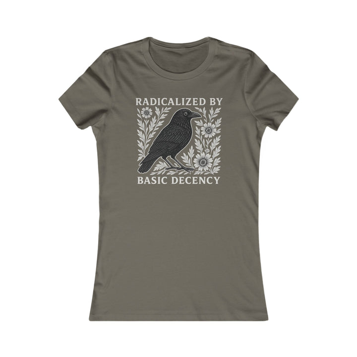 Radicalized by Basic Decency Crow Graphic – Women's Fitted T-Shirt