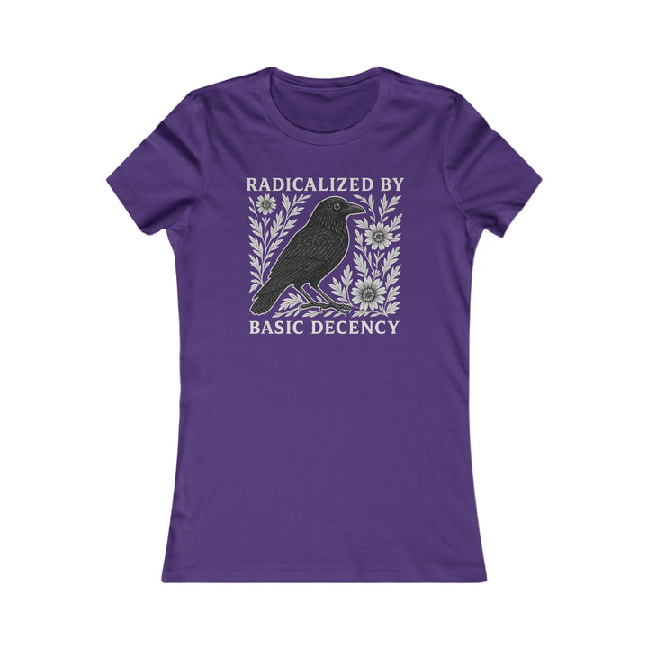 Radicalized by Basic Decency Crow Graphic – Women's Fitted T-Shirt