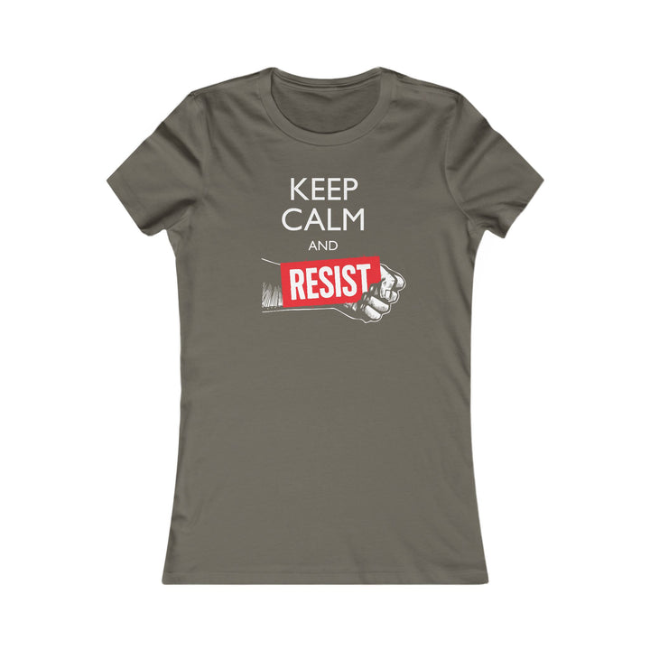 Keep Calm and Resist Raised Fist with Banner – Women's Fitted T-Shirt