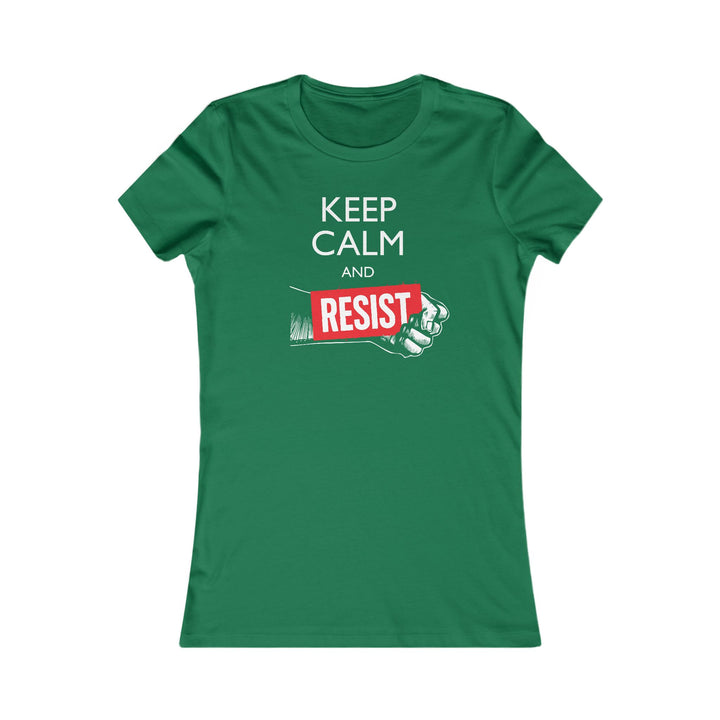 Keep Calm and Resist Raised Fist with Banner – Women's Fitted T-Shirt