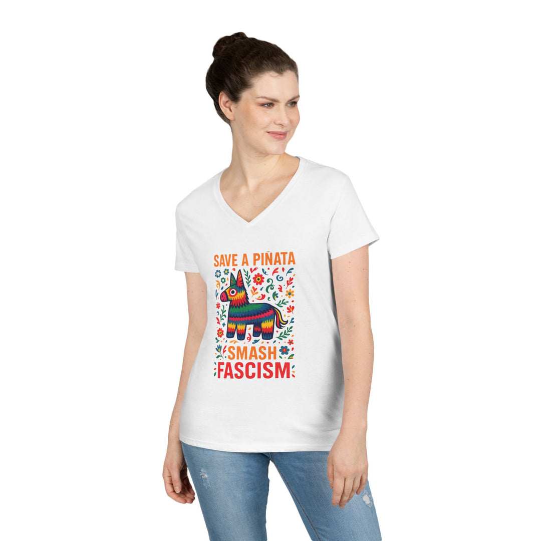 Save a Piñata Smash Fascism – Women's V-Neck T-Shirt