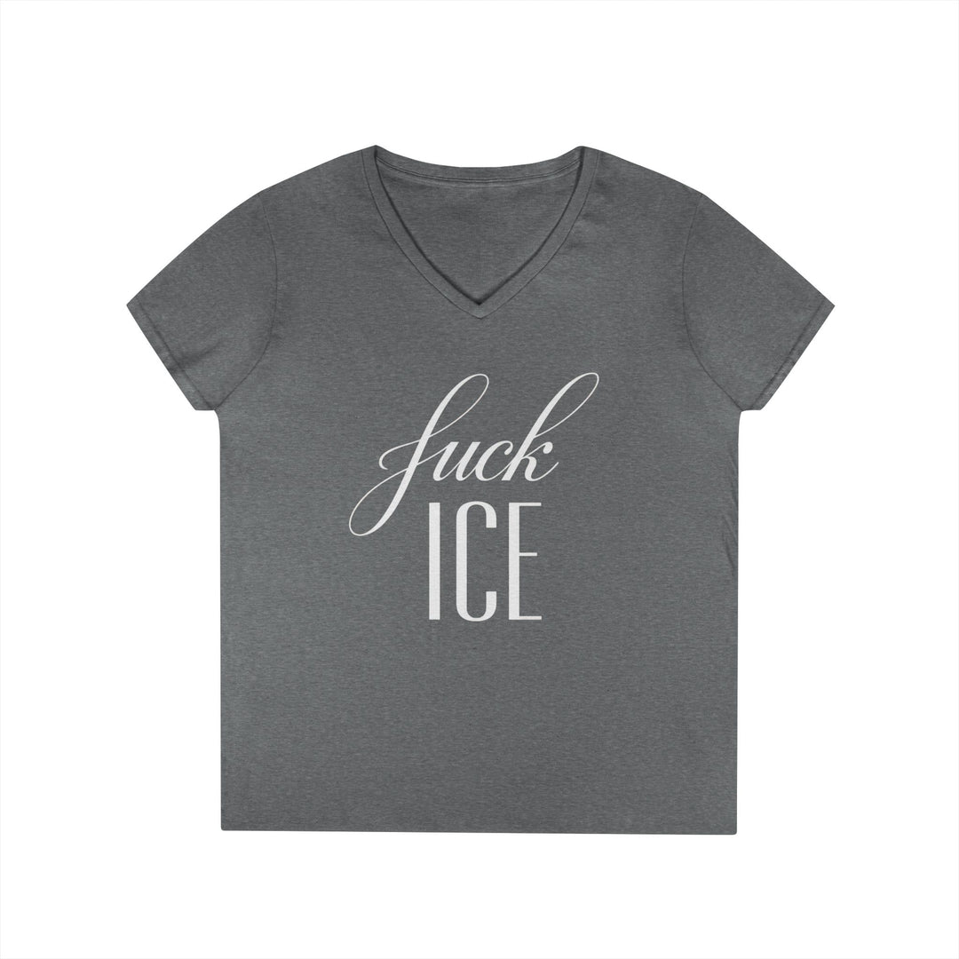 F*ck ICE Cursive Graphic – Women’s V-Neck T-Shirt