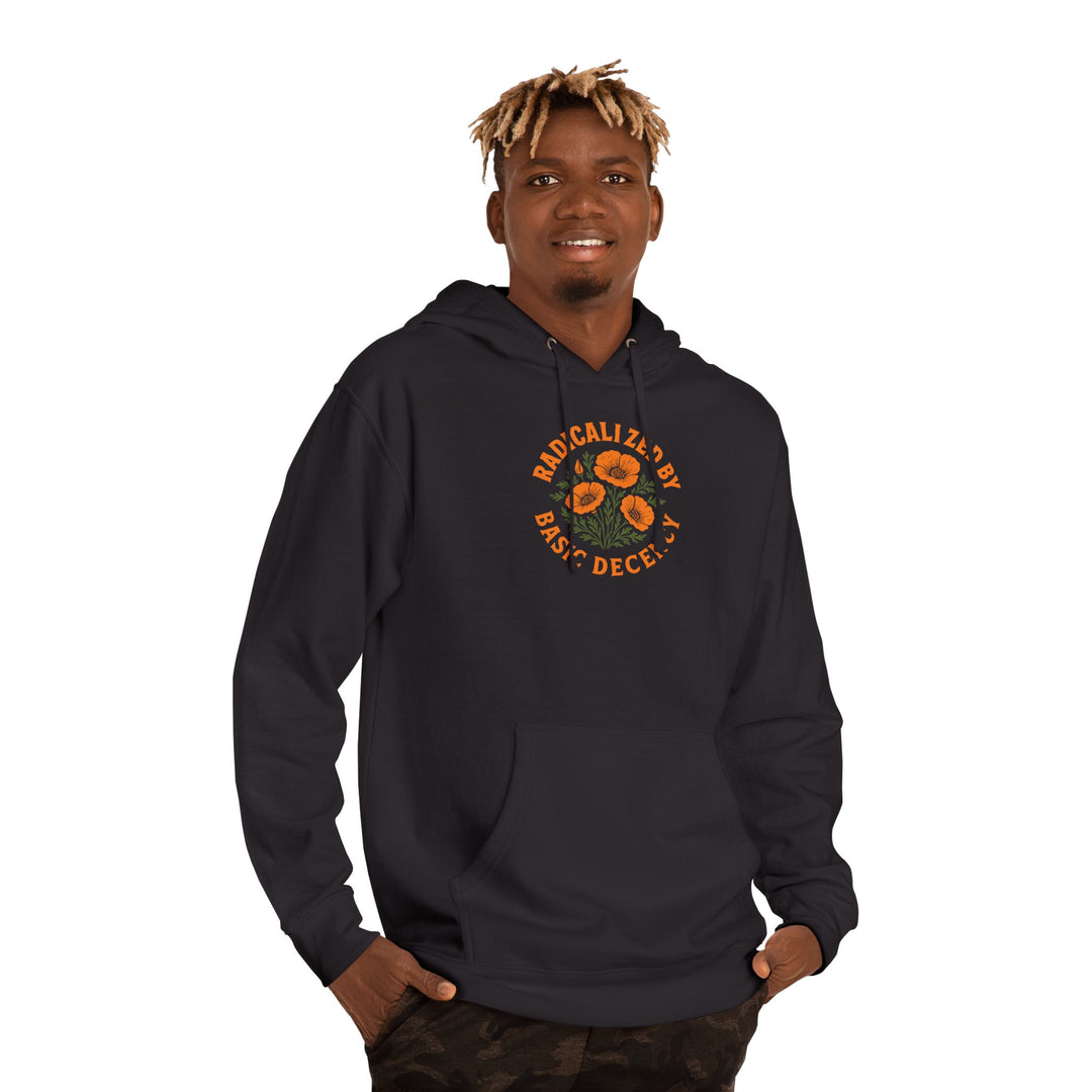 Radicalized by Basic Decency Orange Poppy Graphic – Unisex Pullover Hoodie Color: Bone