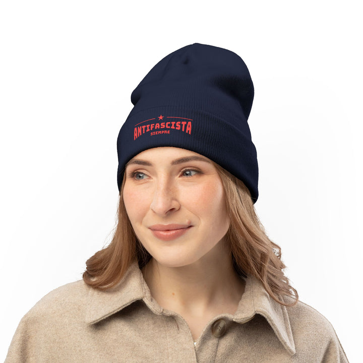 Antifascista Siempre  -  Anti-Fascism – Embroidered Knit Beanie