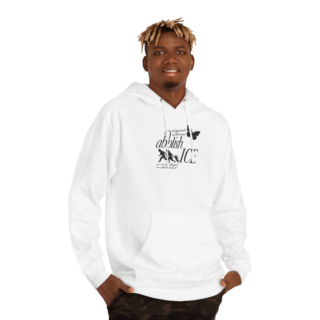 Migrants Welcome, Abolish ICE – Unisex Pullover Hoodie