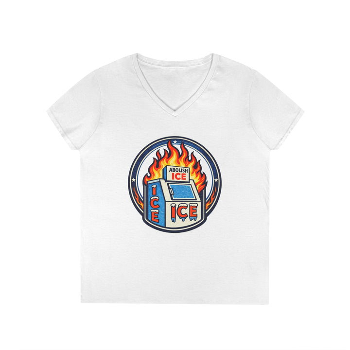 ABOLISH ICE On Fire - Women’s V-Neck T-Shirt
