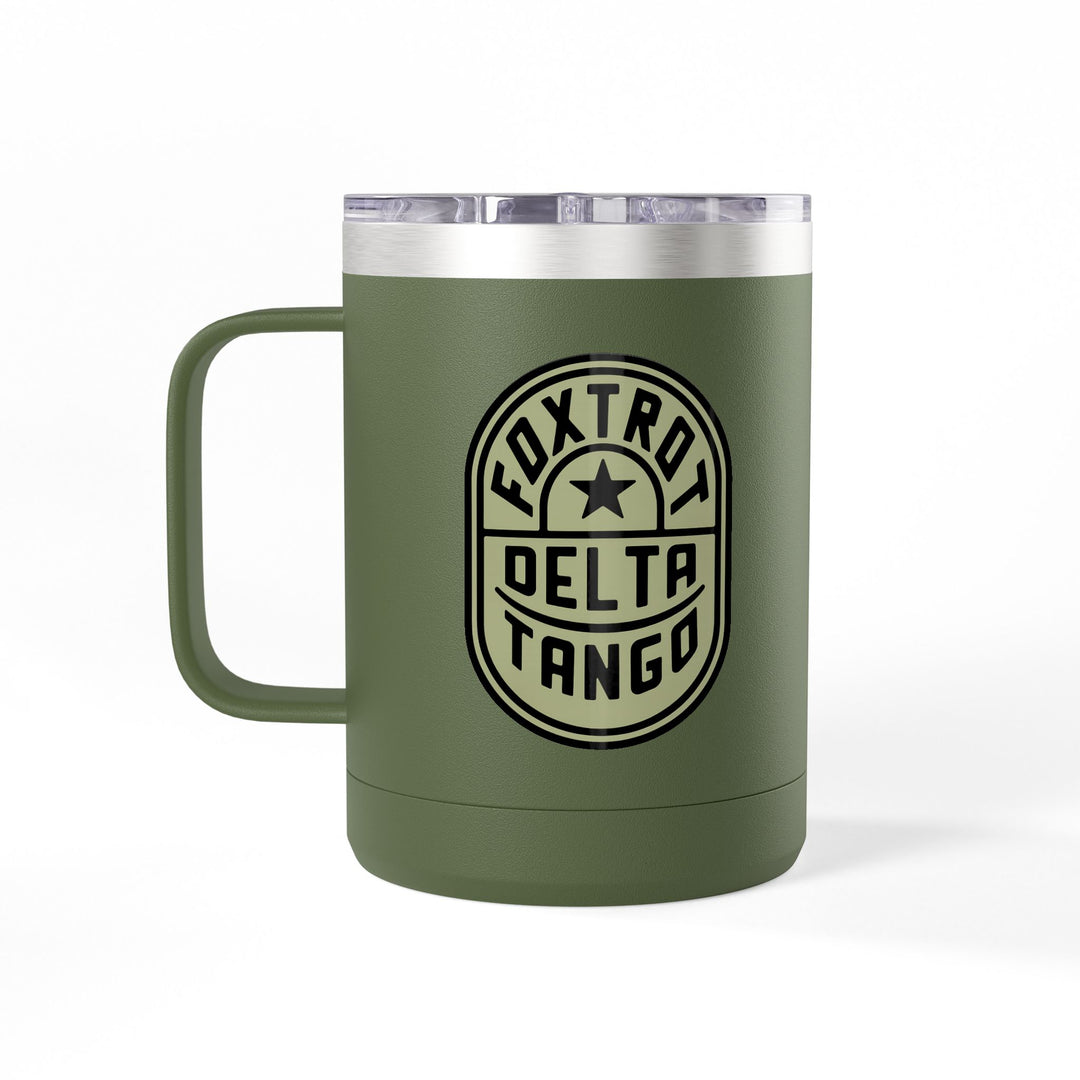 Foxtrot Delta Tango Emblem Graphic – Coffee Mug Tumbler, 15oz