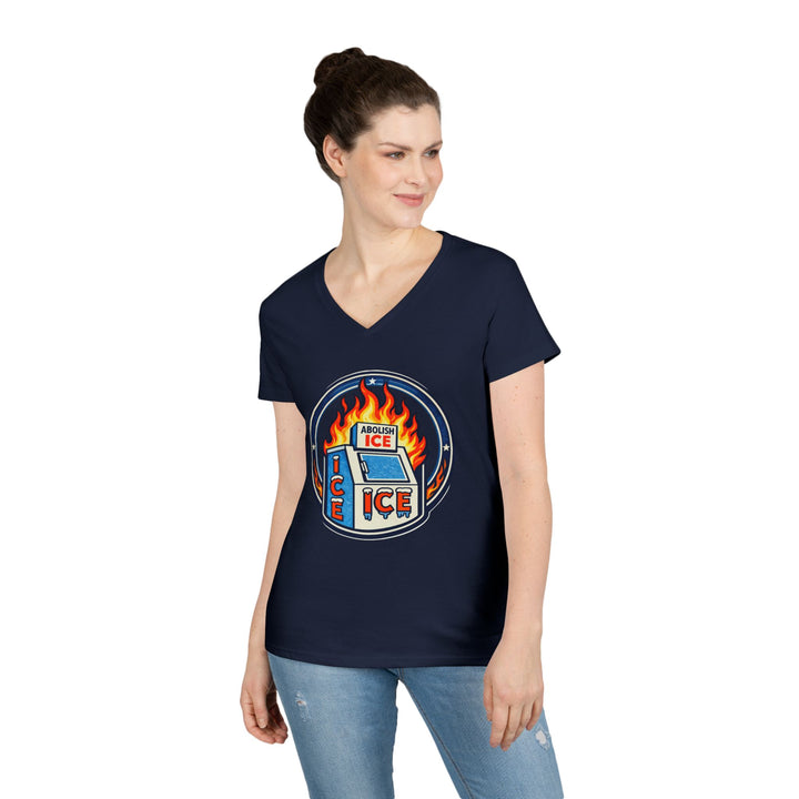 ABOLISH ICE On Fire - Women’s V-Neck T-Shirt