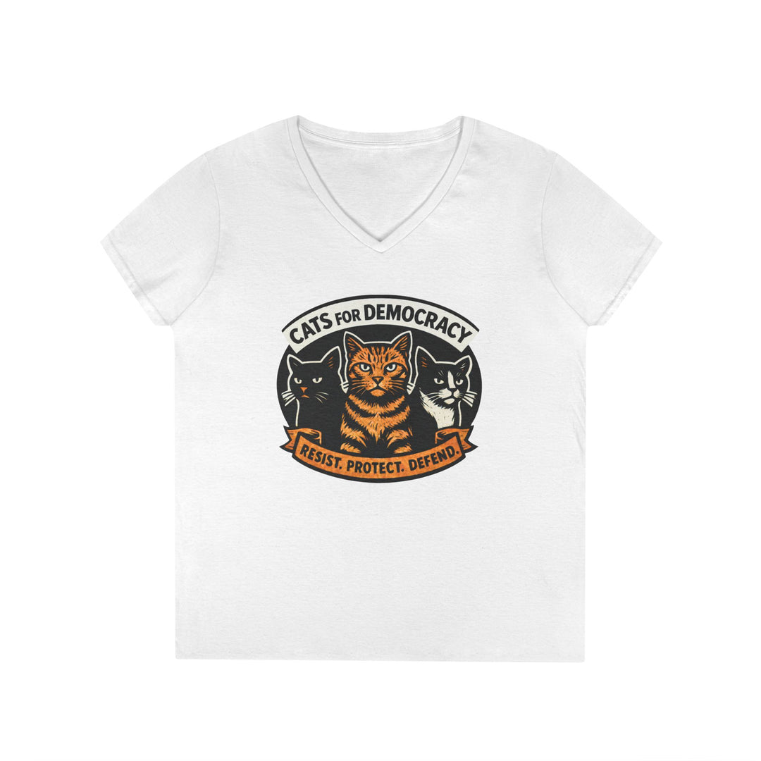 Cats for Democracy – Women's V-Neck T-Shirt