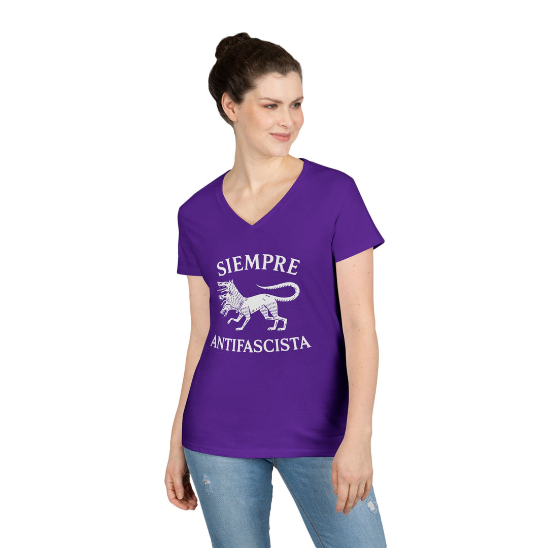 Siempre Antifascista Graphic – Women's V-Neck T-Shirt