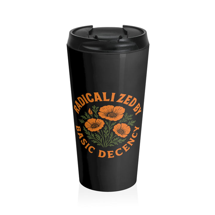 Radicalized By Basic Decency – (Black) Stainless Steel Travel Mug