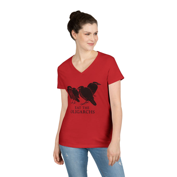 Eat the Oligarchs Crow – Women's V-Neck T-Shirt
