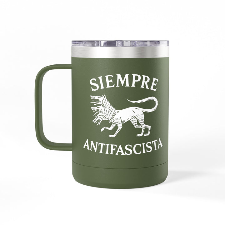 Siempre Antifascista Three-Headed Dog – Coffee Mug Tumbler, 15oz