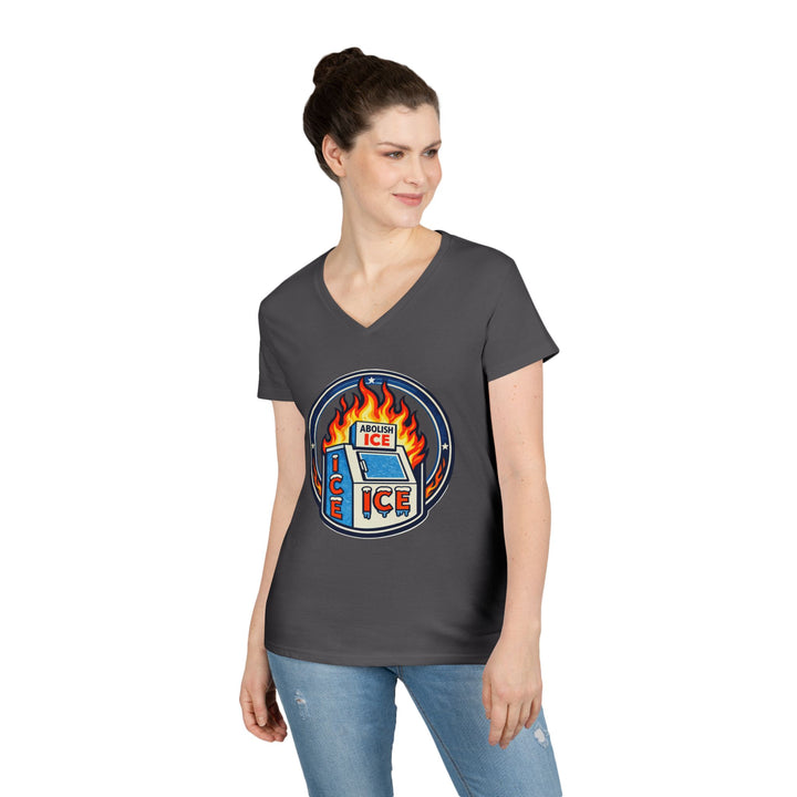 ABOLISH ICE On Fire - Women’s V-Neck T-Shirt