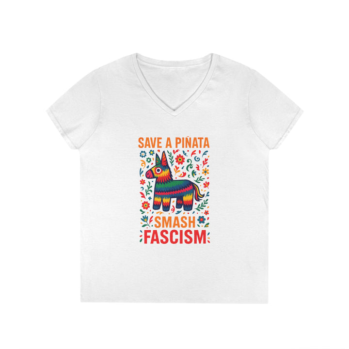 Save a Piñata Smash Fascism – Women's V-Neck T-Shirt