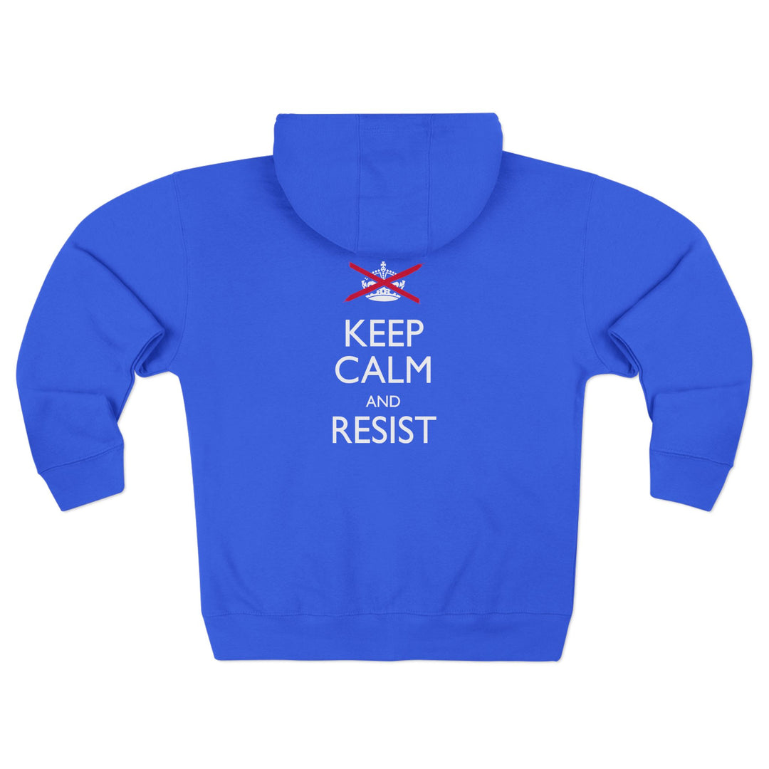Keep Calm and Resist Raised Fist with Banner Graphic – Unisex Zip Hoodie