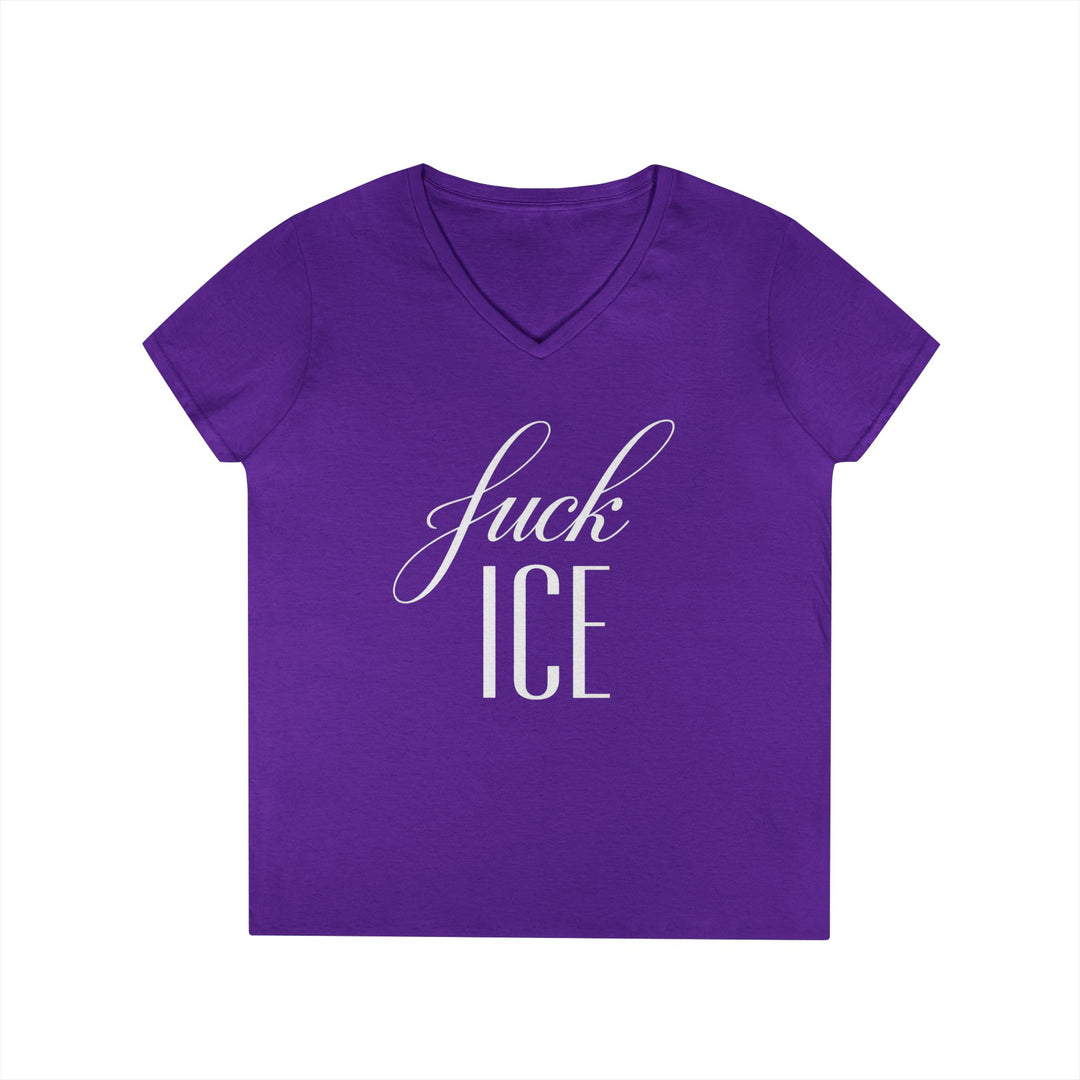 F*ck ICE Cursive Graphic – Women’s V-Neck T-Shirt