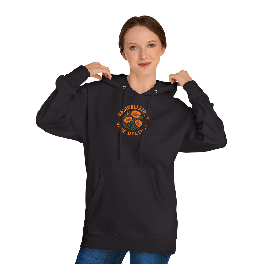 Radicalized by Basic Decency Orange Poppy Graphic – Unisex Pullover Hoodie