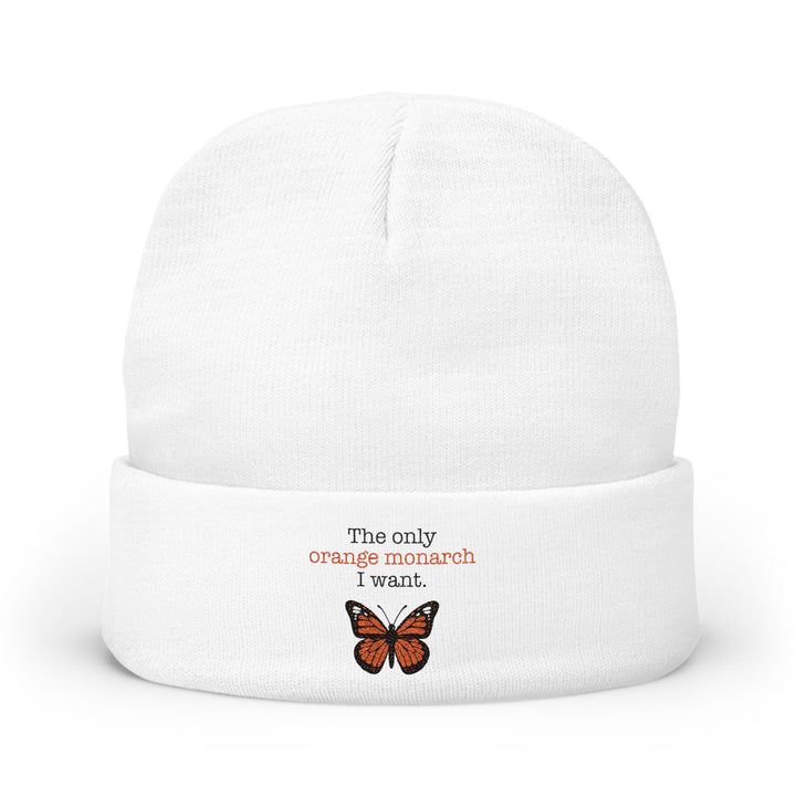 The Only Orange Monarch I Want – Embroidered Knit Beanie