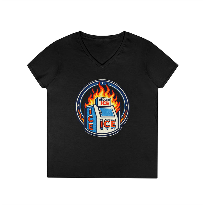 ABOLISH ICE On Fire - Women’s V-Neck T-Shirt