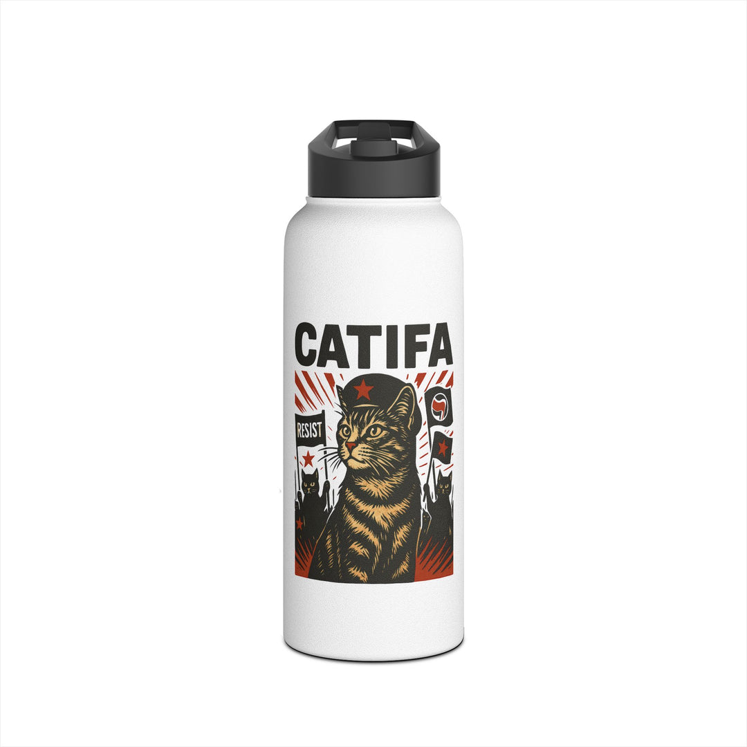 Catifa - Anti-Fascist Cat – Stainless Steel Water Bottle, Standard Lid