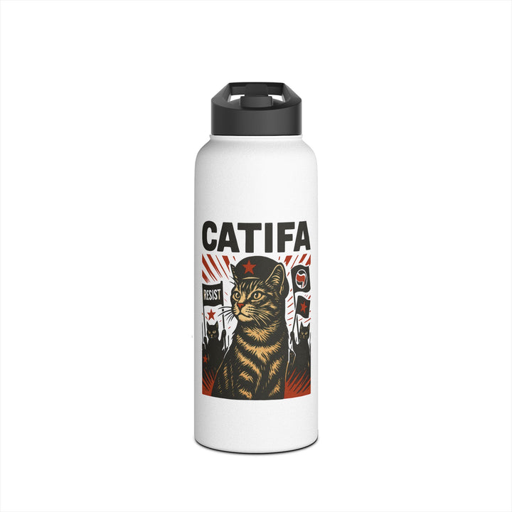 Catifa - Anti-Fascist Cat – Stainless Steel Water Bottle, Standard Lid