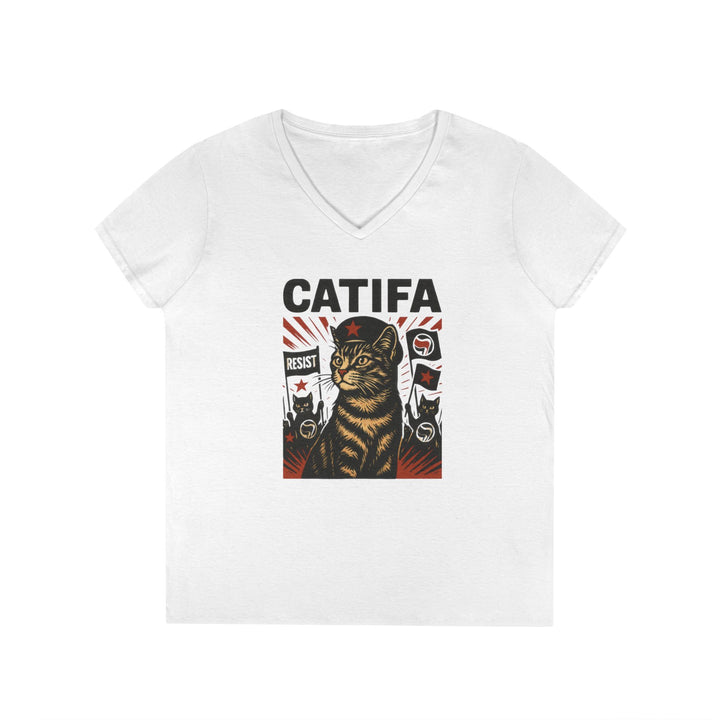 Catifa - Anti-Fascist Cat – Women's V-Neck T-Shirt