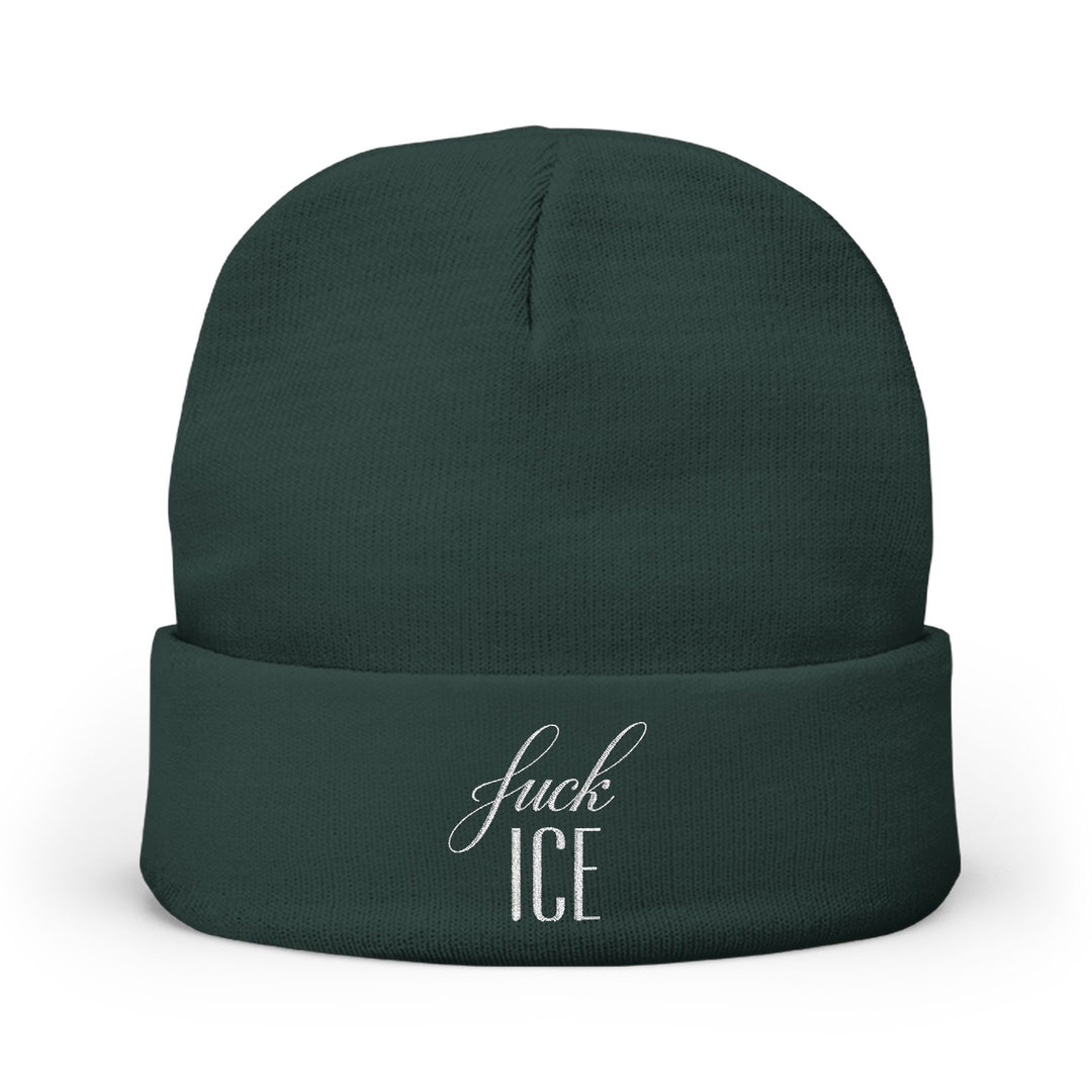 F*ck ICE Cursive Graphic – Embroidered Knit Beanie