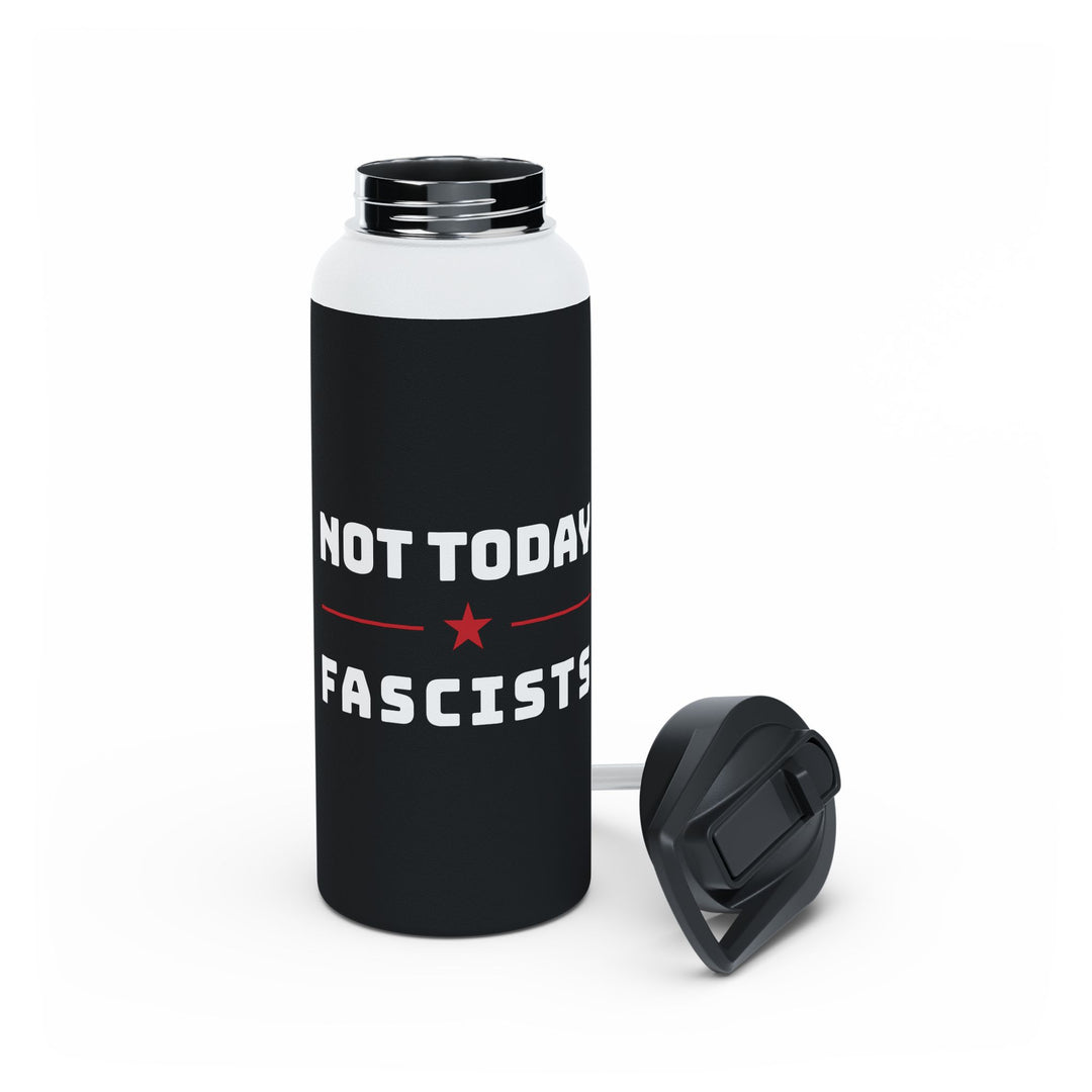 Not Today Fascists with Red Star Graphic - Stainless Steel Water Bottle - Standard Lid