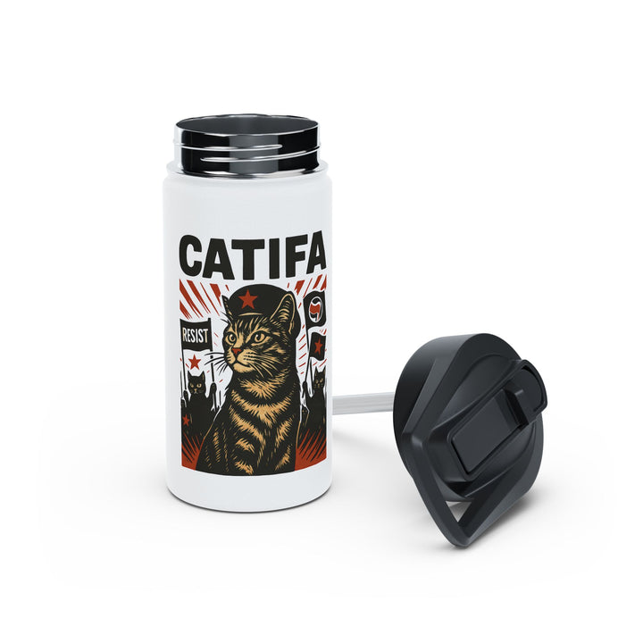 Catifa - Anti-Fascist Cat – Stainless Steel Water Bottle, Standard Lid