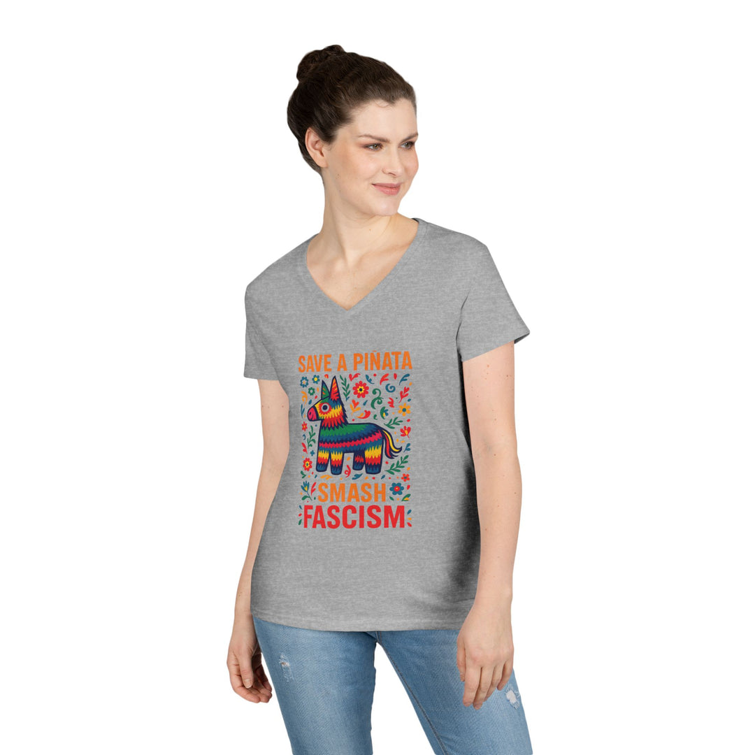 Save a Piñata Smash Fascism – Women's V-Neck T-Shirt