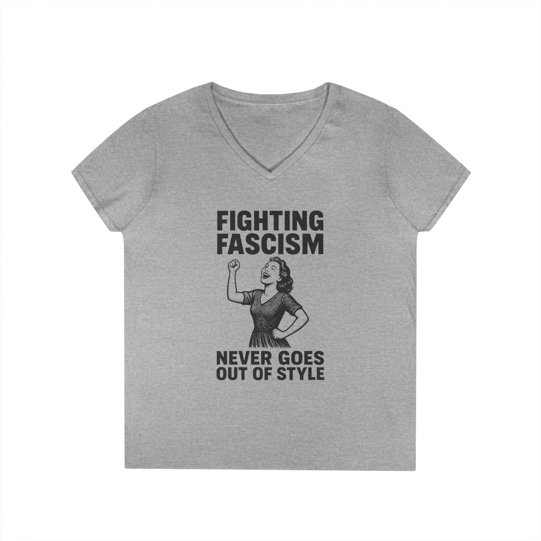 Fighting Fascism Never Goes Out of Style – Women's V-Neck T-Shirt