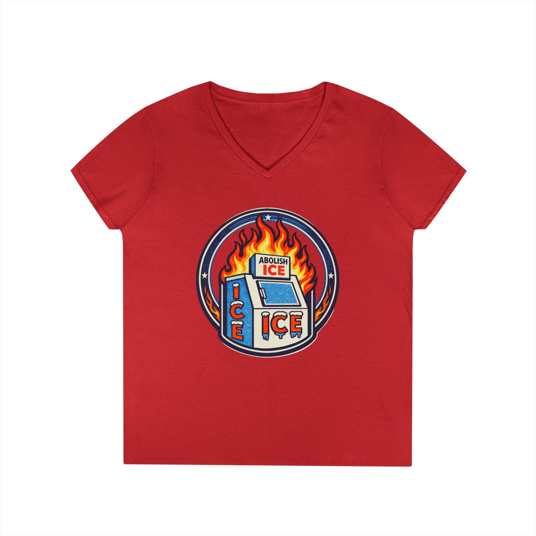 ABOLISH ICE On Fire - Women’s V-Neck T-Shirt