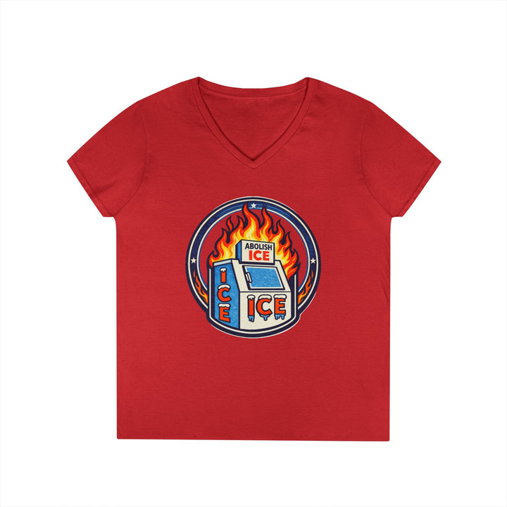 ABOLISH ICE On Fire - Women’s V-Neck T-Shirt