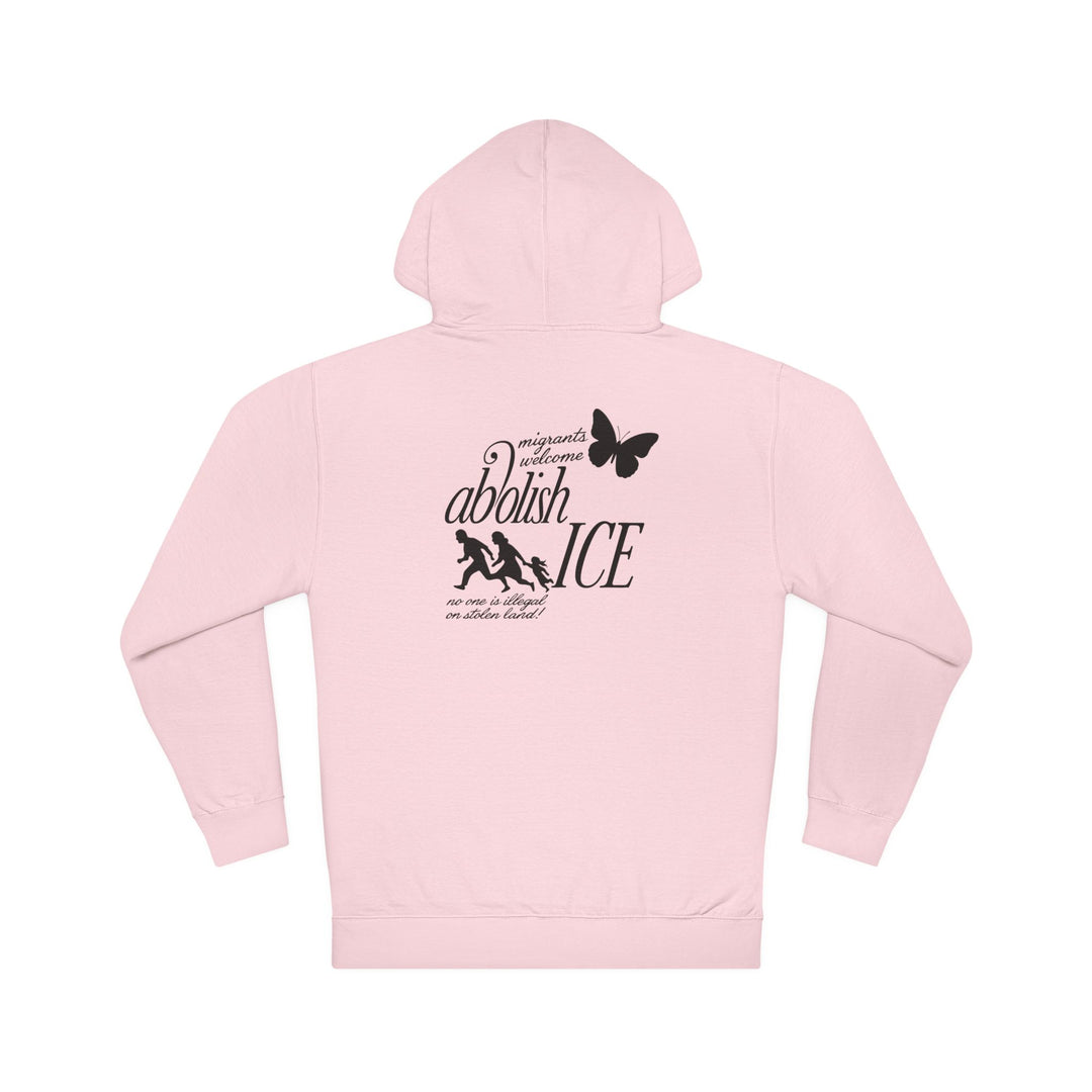 Migrants Welcome, Abolish ICE – Unisex Pullover Hoodie