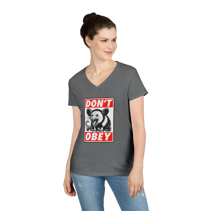 Don't Obey Opossum – Women's V-Neck T-Shirt