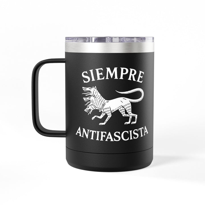 Siempre Antifascista Three-Headed Dog – Coffee Mug Tumbler, 15oz