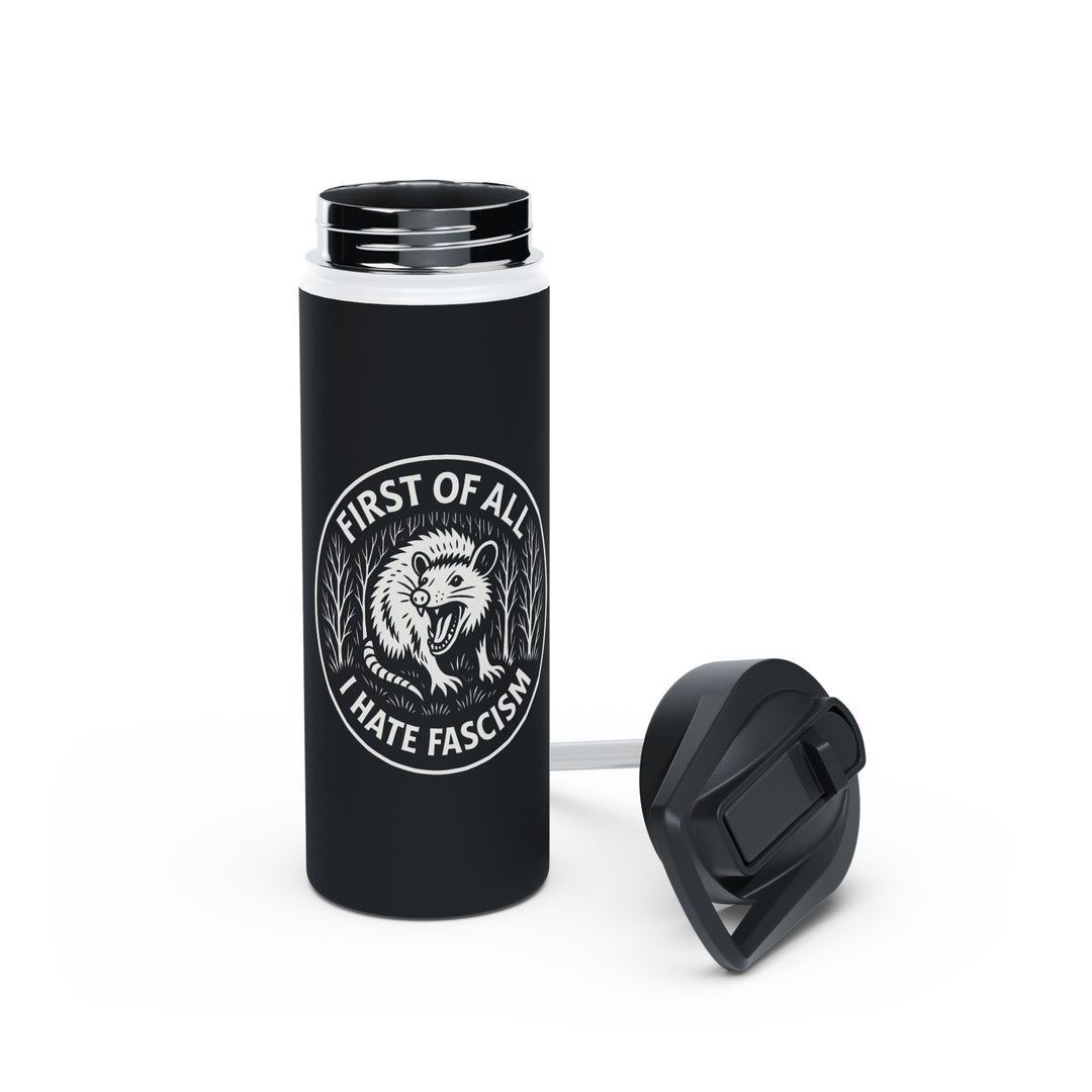 First of All I Hate Fascism Opossum – Stainless Steel Water Bottle, Standard Lid