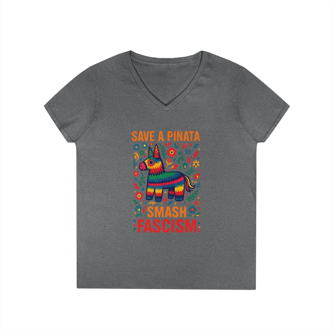 Save a Piñata Smash Fascism – Women's V-Neck T-Shirt