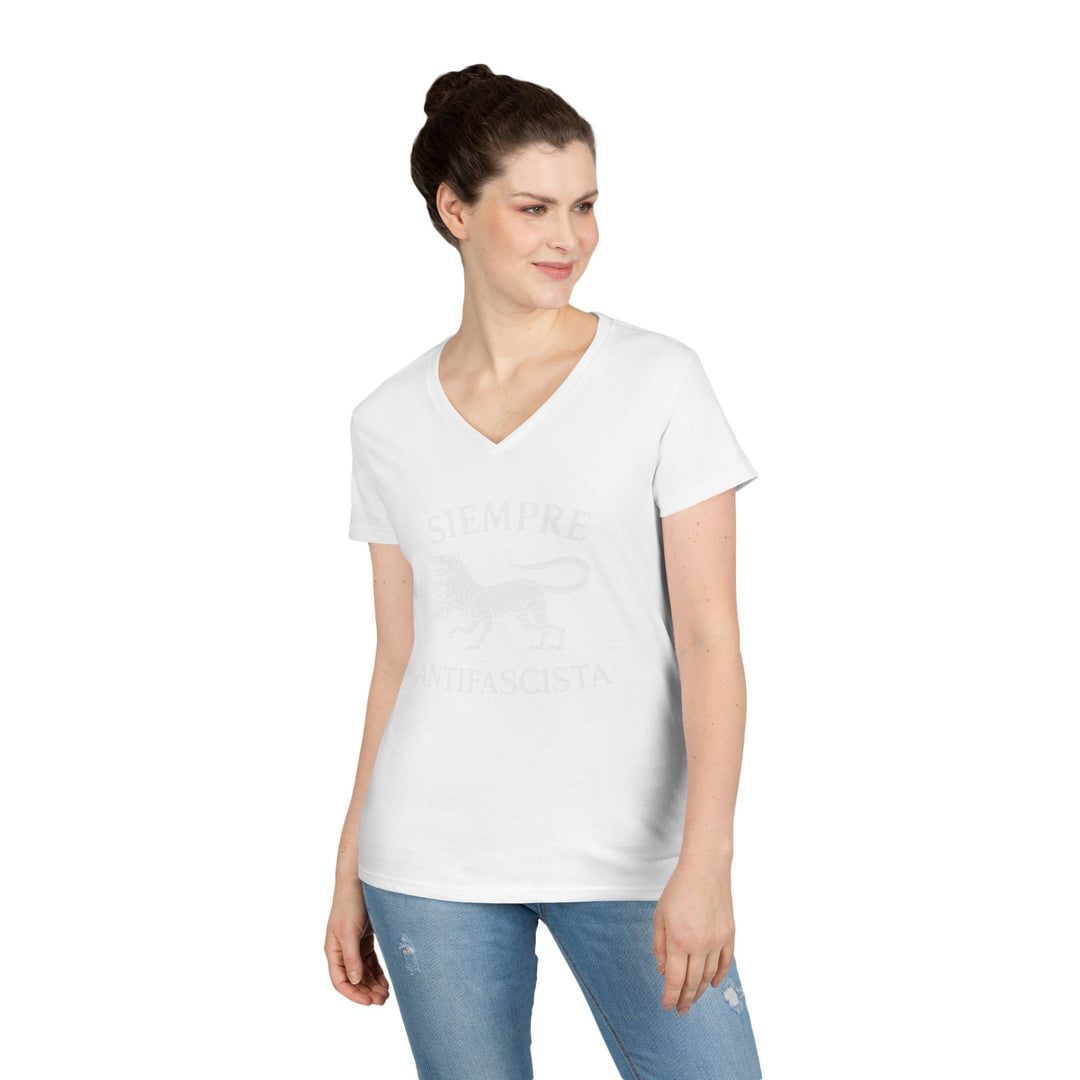 Siempre Antifascista Graphic – Women's V-Neck T-Shirt