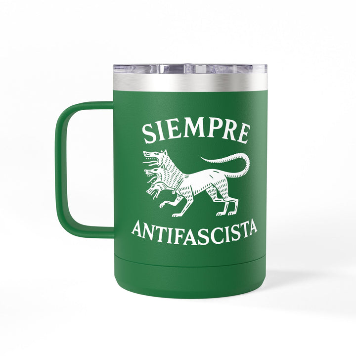 Siempre Antifascista Three-Headed Dog – Coffee Mug Tumbler, 15oz