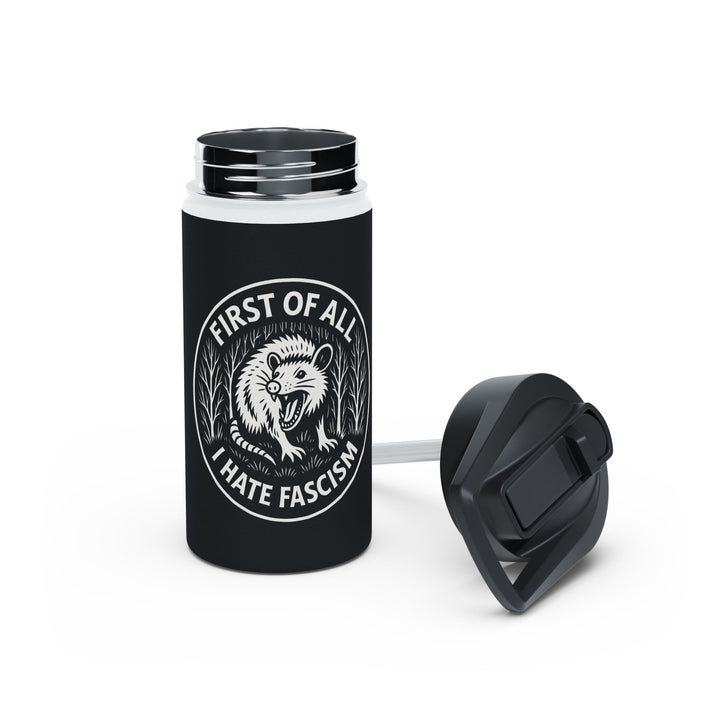 First of All I Hate Fascism Opossum – Stainless Steel Water Bottle, Standard Lid