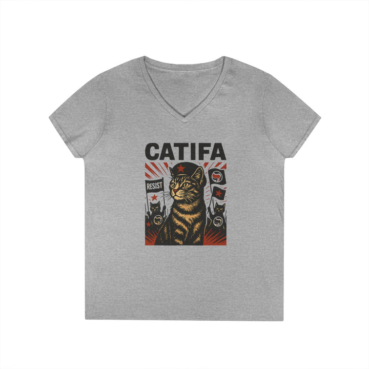 Catifa - Anti-Fascist Cat – Women's V-Neck T-Shirt