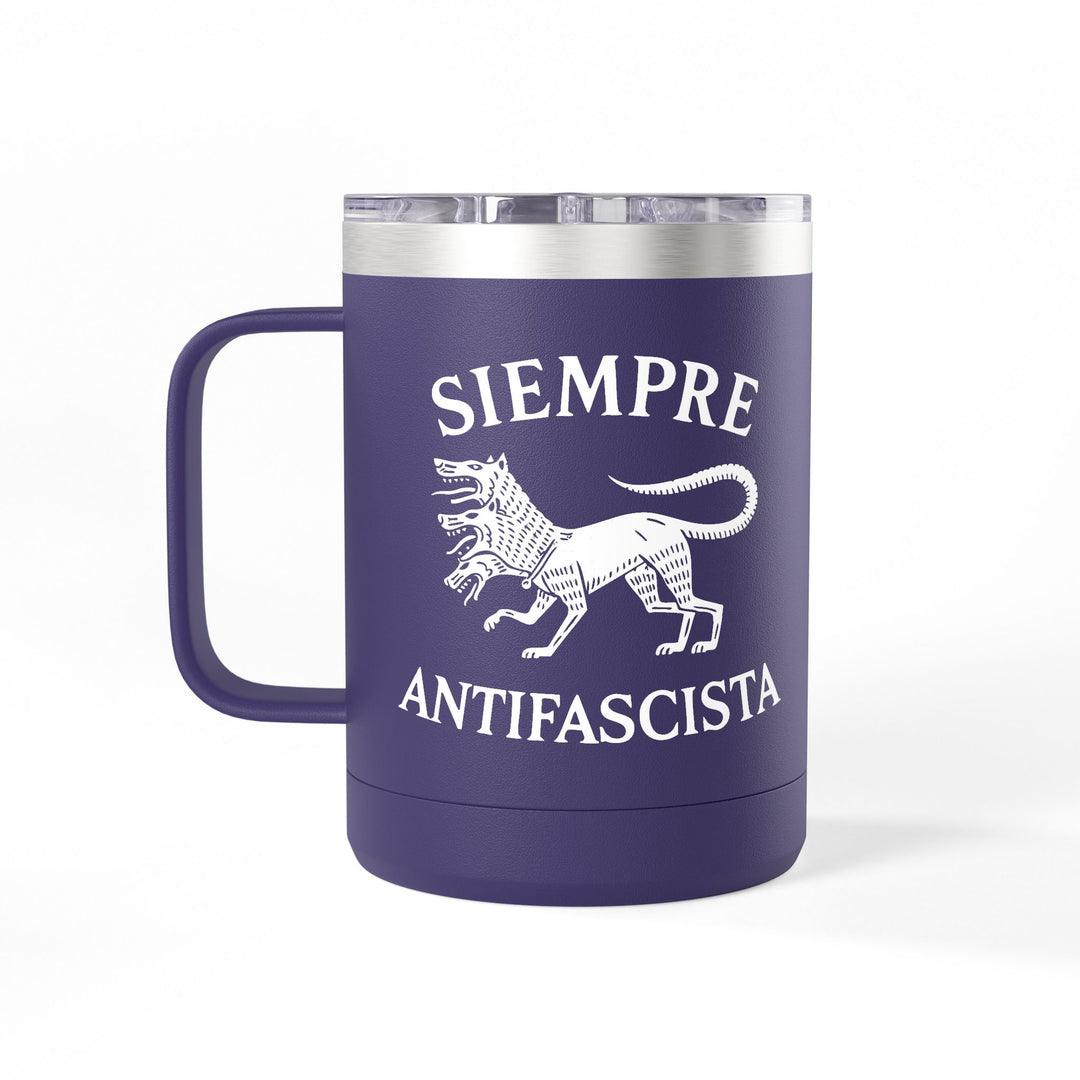 Siempre Antifascista Three-Headed Dog – Coffee Mug Tumbler, 15oz