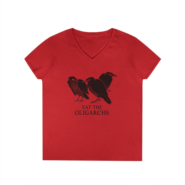 Eat the Oligarchs Crow – Women's V-Neck T-Shirt