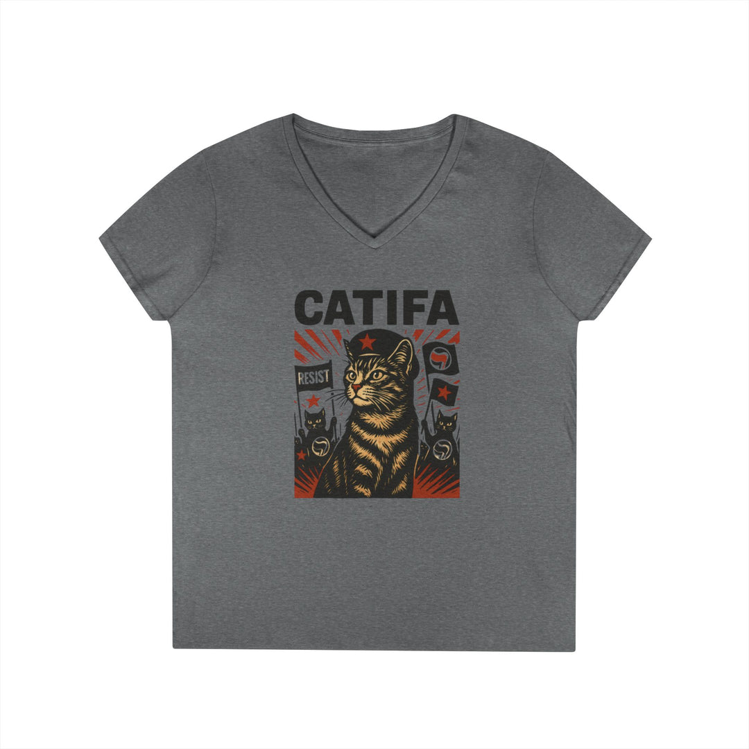 Catifa - Anti-Fascist Cat – Women's V-Neck T-Shirt