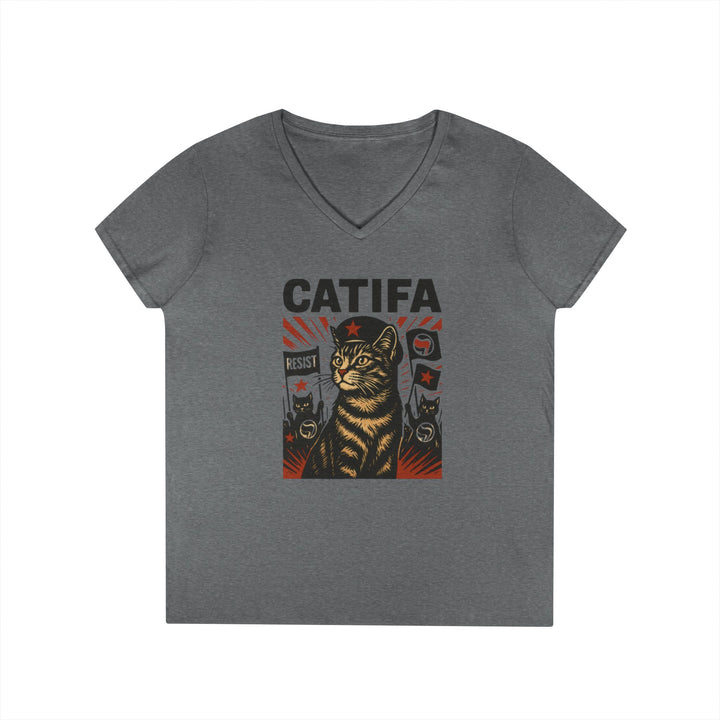 Catifa - Anti-Fascist Cat – Women's V-Neck T-Shirt