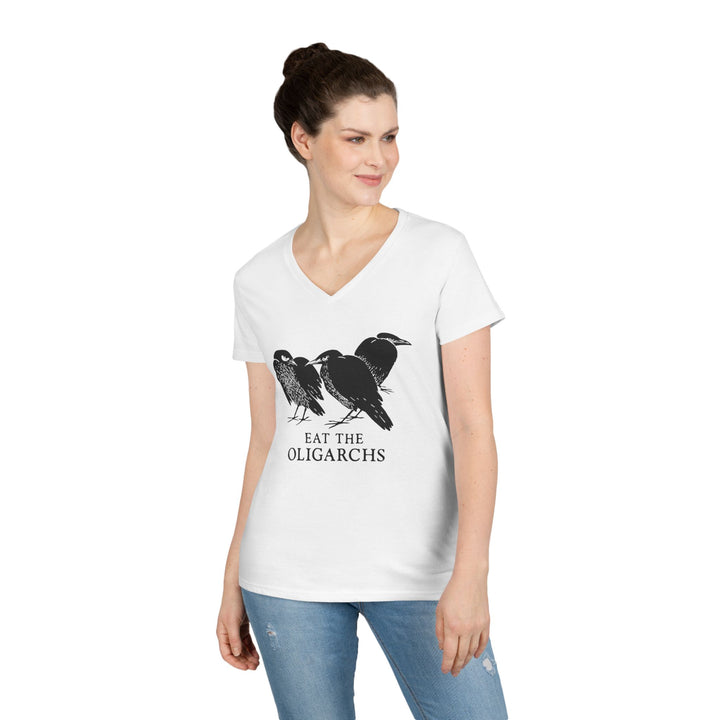 Eat the Oligarchs Crow – Women's V-Neck T-Shirt