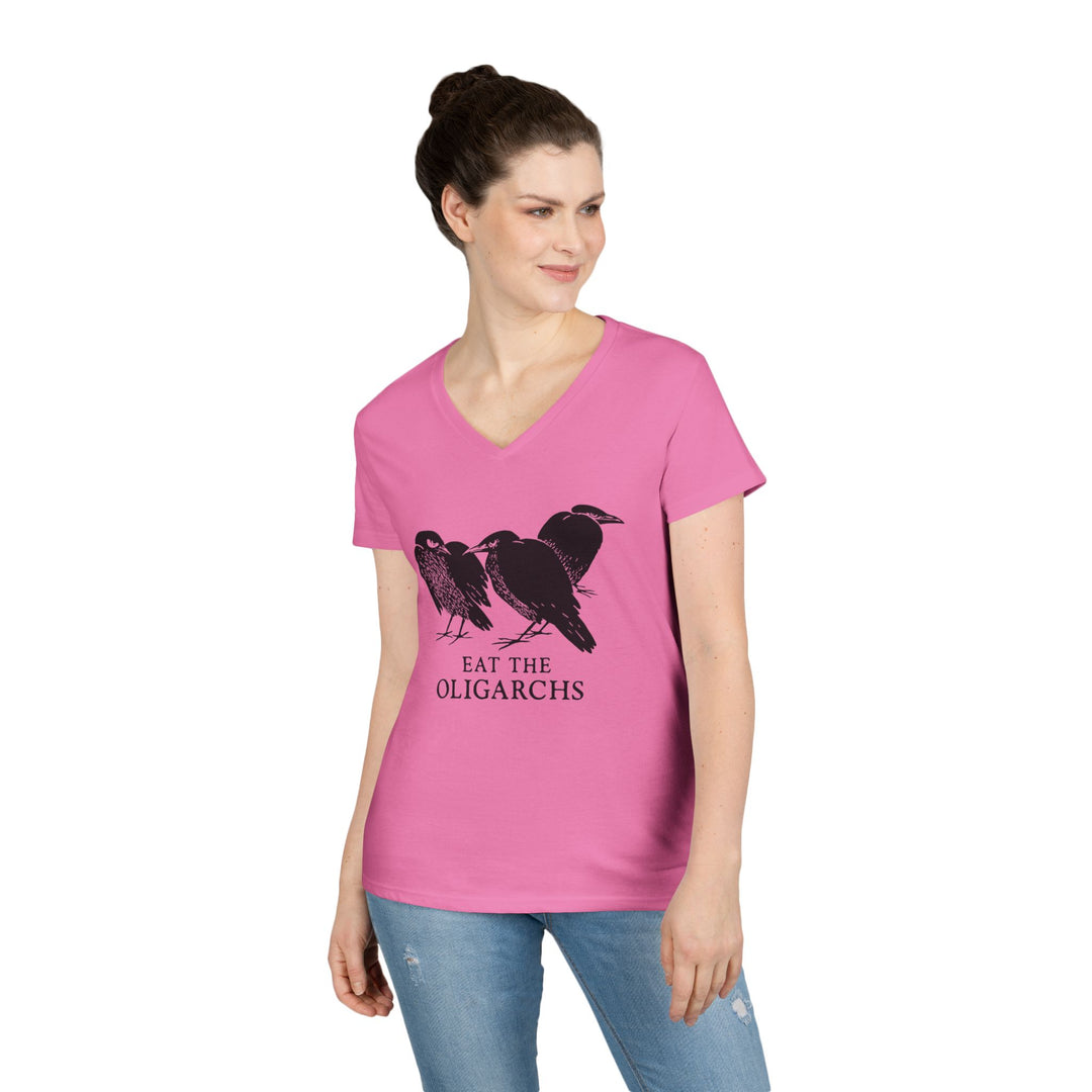 Eat the Oligarchs Crow – Women's V-Neck T-Shirt